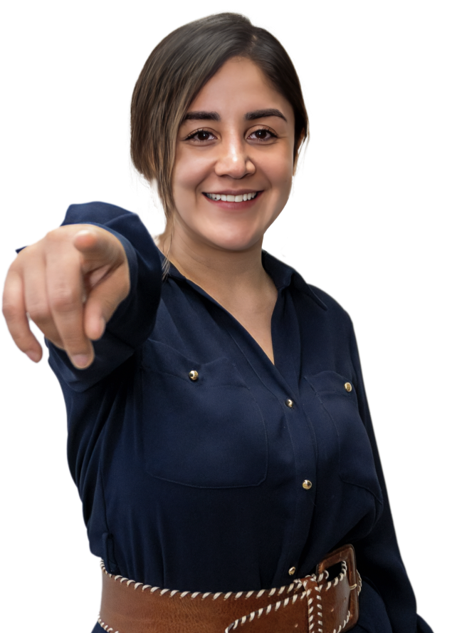 mujer señalando con el dedo